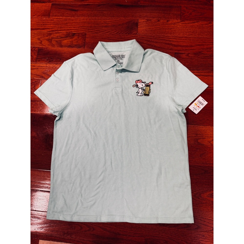 Peanuts Snoopy Mens Golf Polo Shirt XL Beach Green Embroidered NWT Dad Shirt